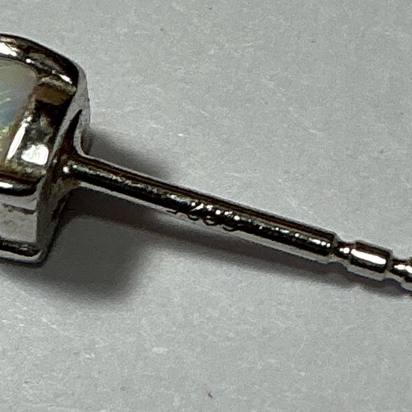 Sterling Silver Opal Stud Earrings - Picture 2 of 3